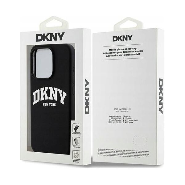 DKNY DKNY Liquid Silicone White Printed Logo MagSafe - Etui iPhone 13 Pro (czarny)