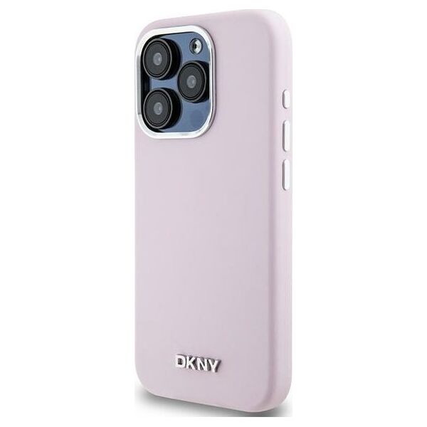 DKNY DKNY Liquid Silicone Small Metal Logo MagSafe - Etui iPhone 15 Pro (różowy)