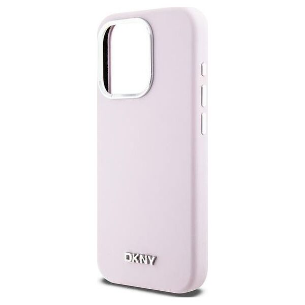 DKNY DKNY Liquid Silicone Small Metal Logo MagSafe - Etui iPhone 15 Pro (różowy)