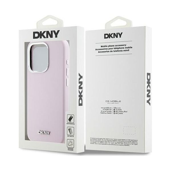 DKNY DKNY Liquid Silicone Small Metal Logo MagSafe - Etui iPhone 15 Pro (różowy)