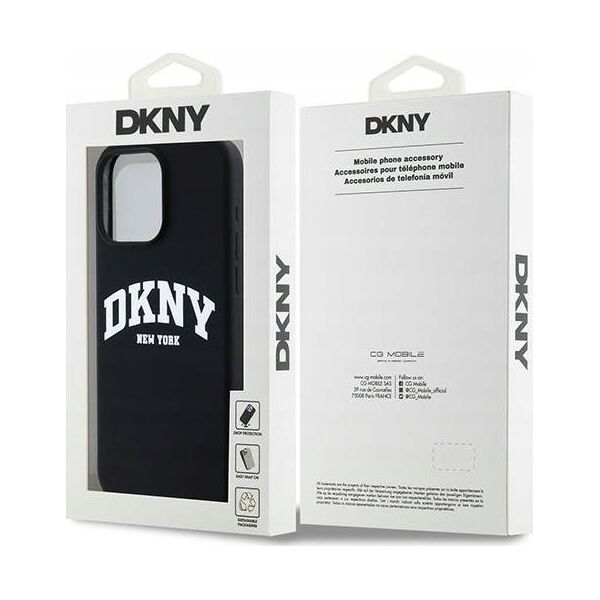 DKNY DKNY Liquid Silicone White Printed Logo MagSafe - Etui iPhone 14 Pro Max (czarny)