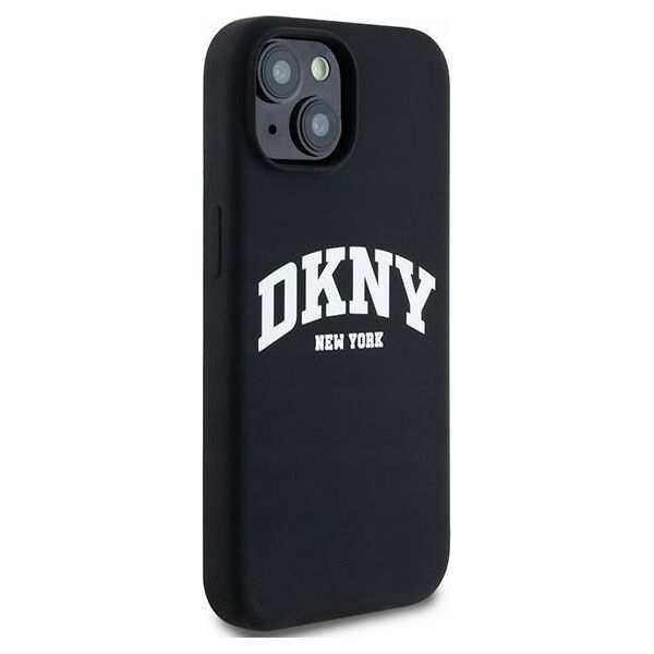 DKNY DKNY Liquid Silicone White Printed Logo MagSafe - Etui iPhone 15 / 14 / 13 (czarny)