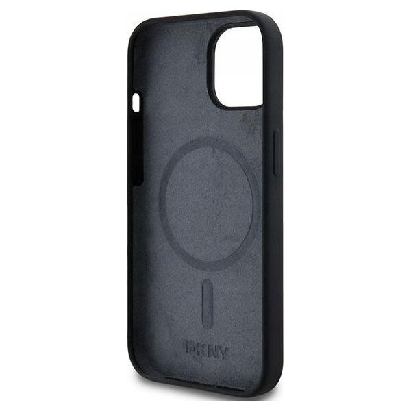 DKNY DKNY Liquid Silicone White Printed Logo MagSafe - Etui iPhone 15 / 14 / 13 (czarny)