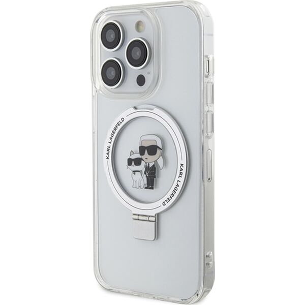 Karl Lagerfeld Karl Lagerfeld Ringstand Karl and Choupette MagSafe Case for iPhone 15 Pro Max Baltas
