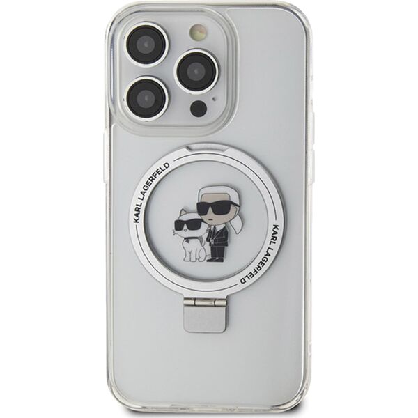 Karl Lagerfeld Karl Lagerfeld Ringstand Karl and Choupette MagSafe Case for iPhone 15 Pro Max Baltas