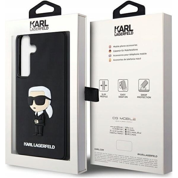 Karl Lagerfeld Oryginalne Etui KARL LAGERFELD Hardcase KLHCS24S3DRKINK do SAMSUNG S24 (3D RUBBER IKONIK NFT) czarny