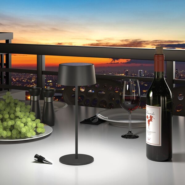 Επιτραπέζιο φωτιστικό Realpower RealPower LED-Solar Tischlampe dimmbar mit Akku, μαύρο
