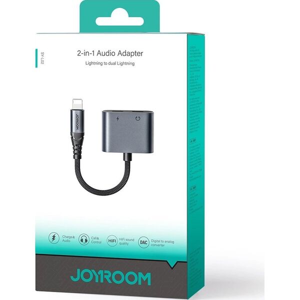 Joyroom Adapter DAC 2w1 Joyroom SY-L02 Lightning / 2xLightning czarny