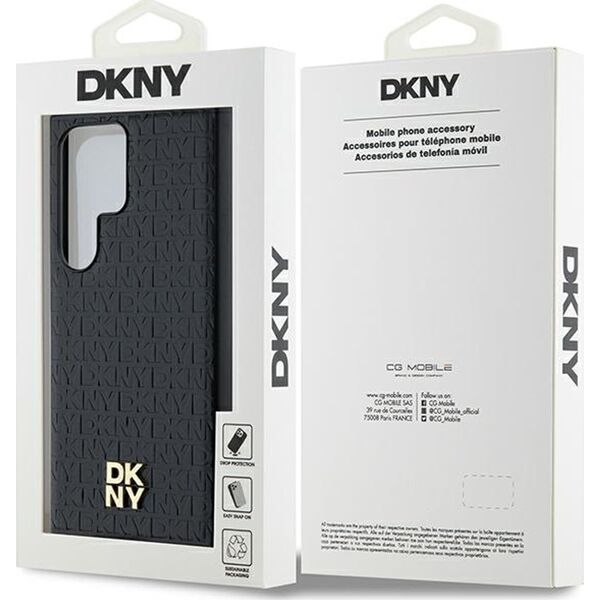 DKNY DKNY DKHMS24LPSHRPSK S24 Ultra S928 czarny/black hardcase Leather Pattern Metal Logo MagSafe
