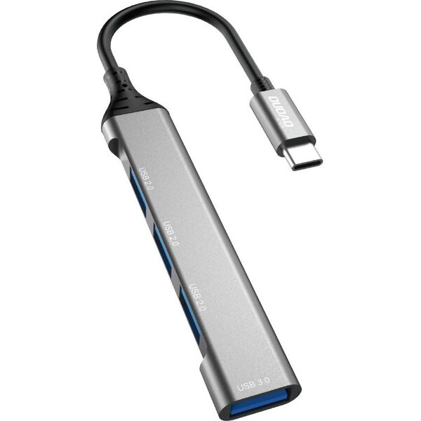 Dudao Dudao HUB 4in1 USB-C/4x USB-A(3 x USB 2.0/USB 3.0) 6,3cm czarny (A16T)