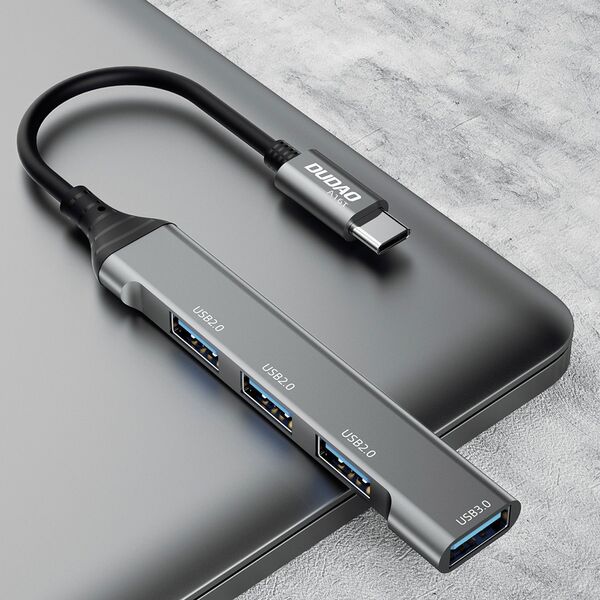 Dudao Dudao HUB 4in1 USB-C/4x USB-A(3 x USB 2.0/USB 3.0) 6,3cm czarny (A16T)