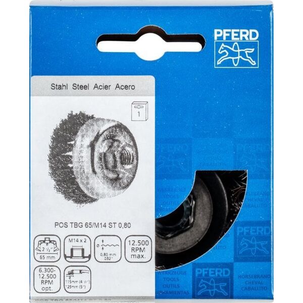 Pferd Metal brush-cup PFERD O65 TBG ST M14 0.8 mm