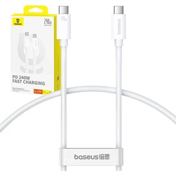 Kabel USB Baseus USB-C - USB-C 1.8 m Biały (BSU4921)
