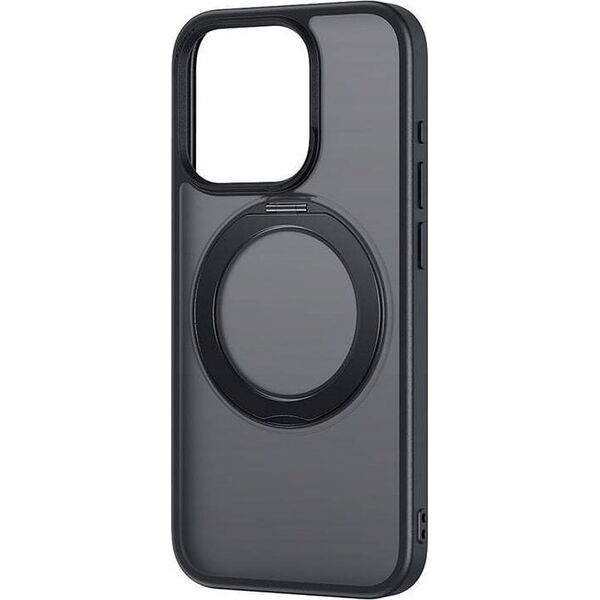 Baseus Etui Baseus SkyRing Magnetic ze stojakiem dla iP 15 Pro + szkło hartowane i zestaw czyszczący (czarny)