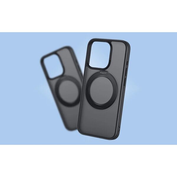 Baseus Etui Baseus SkyRing Magnetic ze stojakiem dla iP 15 Pro + szkło hartowane i zestaw czyszczący (czarny)