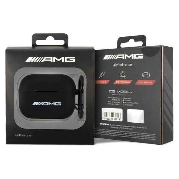 Mercedes AMG AMAP2RBK AIRPODS PRO 2 (2022/2023) COVER CZARNY/BLACK SILICONE WHITE LOGO