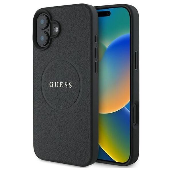 Guess Guess GUHMP16MPGHSMMK iPhone 16 Plus 6.7" czarny/black hardcase Grained Gold Ring MagSafe