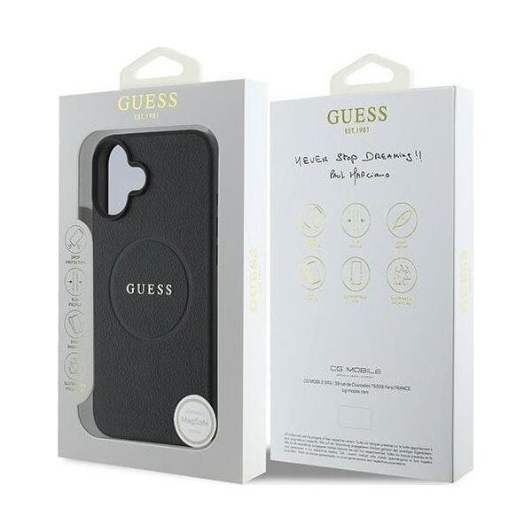 Guess Guess GUHMP16MPGHSMMK iPhone 16 Plus 6.7" czarny/black hardcase Grained Gold Ring MagSafe