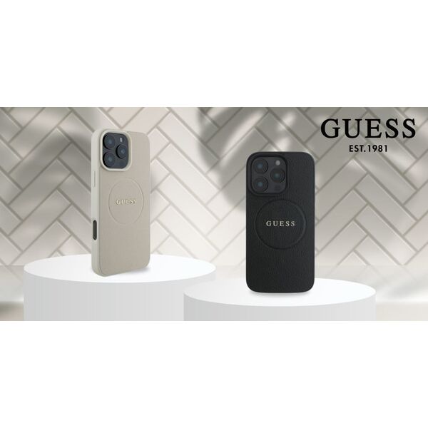 Guess Guess GUHMP16MPGHSMMK iPhone 16 Plus 6.7" czarny/black hardcase Grained Gold Ring MagSafe