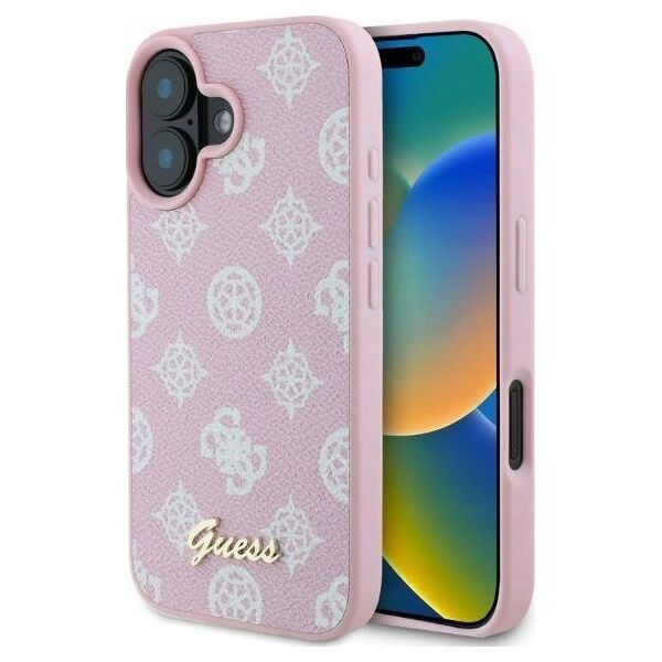 Guess Guess GUHMP16SPGPYSP iPhone 16 6.1" różowy/pink hardcase Peony Script MagSafe