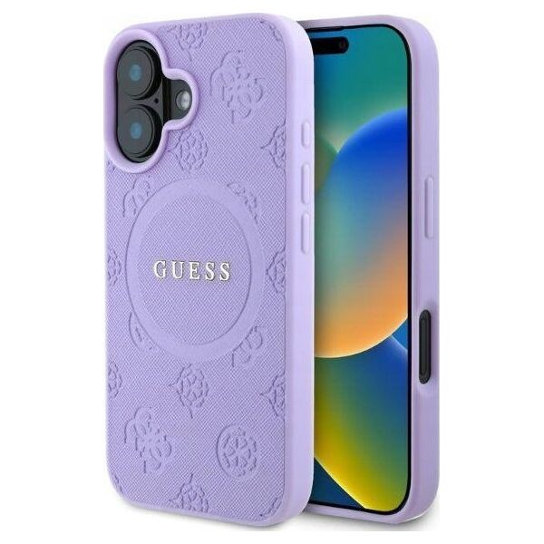Guess Guess GUHMP16SPSAPSMEU iPhone 16 6.1" fioletowy/purple hardcase Saffiano Peony Classic Logo MagSafe