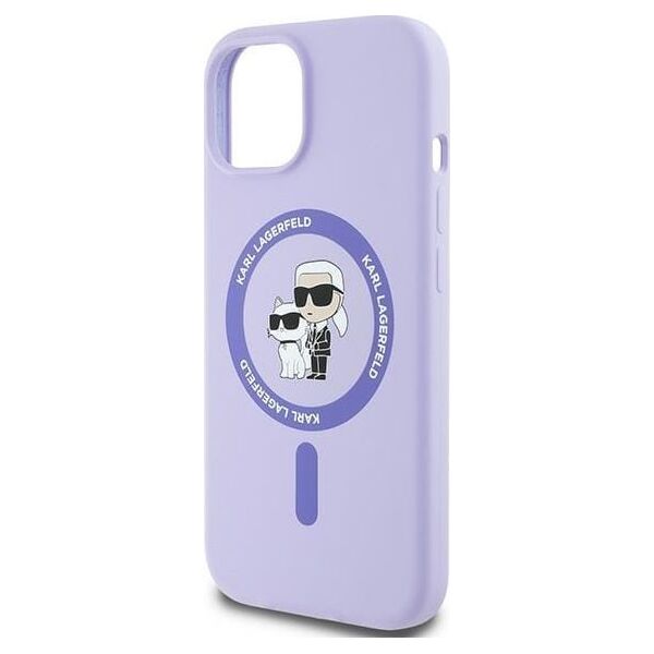 Karl Lagerfeld Karl Lagerfeld KLHMP15SSCMKCRHU iPhone 15 6.1" fioletowy/purple hardcase Silicone KC Heads Ring MagSafe