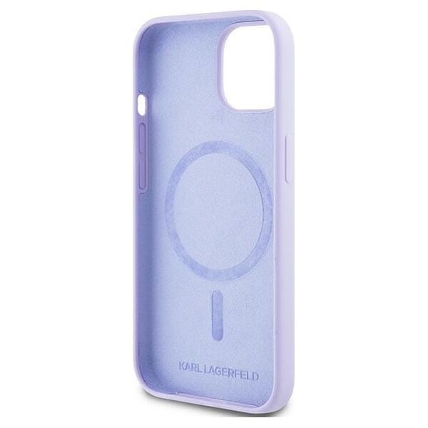 Karl Lagerfeld Karl Lagerfeld KLHMP15SSCMKCRHU iPhone 15 6.1" fioletowy/purple hardcase Silicone KC Heads Ring MagSafe