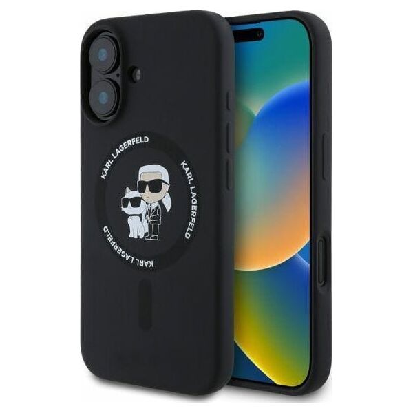 Karl Lagerfeld Karl Lagerfeld KLHMP16SSCMKCRHK iPhone 16 6.1" czarny/black hardcase Silicone KC Heads Ring MagSafe