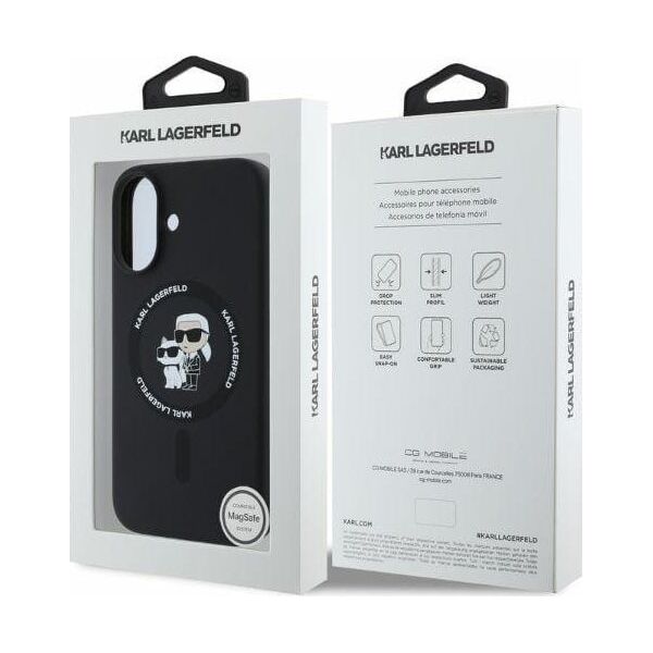 Karl Lagerfeld Karl Lagerfeld KLHMP16SSCMKCRHK iPhone 16 6.1" czarny/black hardcase Silicone KC Heads Ring MagSafe