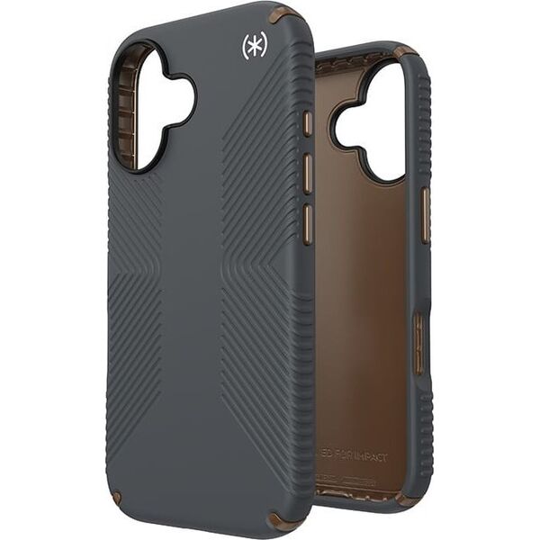 Speck Speck Presidio2 Grip - Etui iPhone 16 (Charcoal Grey / Cool Bronze / White)
