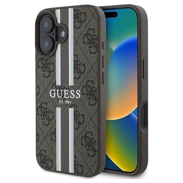Guess Guess GUHMP16MP4RPSW iPhone 16 Plus 6.7" brązowy/brown hardcase 4G Printed Stripes MagSafe