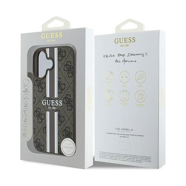 Guess Guess GUHMP16MP4RPSW iPhone 16 Plus 6.7" brązowy/brown hardcase 4G Printed Stripes MagSafe