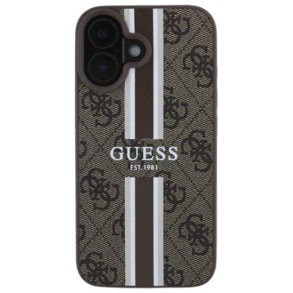 Guess Guess GUHMP16MP4RPSW iPhone 16 Plus 6.7" brązowy/brown hardcase 4G Printed Stripes MagSafe
