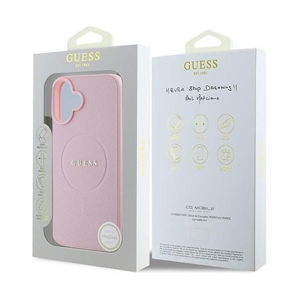 Guess Guess GUHMP16MPGHSMMP iPhone 16 Plus 6.7" różowy/pink hardcase Grained Ring MagSafe