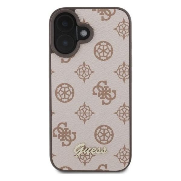 Guess Guess GUHMP16SPGPYSW iPhone 16 6.1" brązowy/brown hardcase Peony Script MagSafe