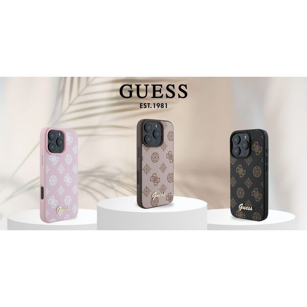 Guess Guess GUHMP16SPGPYSW iPhone 16 6.1" brązowy/brown hardcase Peony Script MagSafe