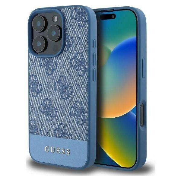 Guess GUESS futerał do IPHONE 16 Pro Max GUHCP16XG4GLBL (4G PU Bottom Stripe) niebieski