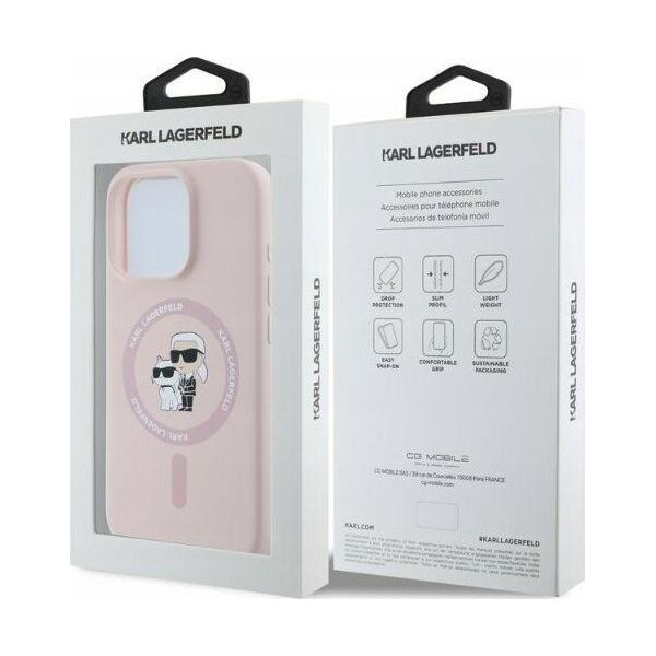 Karl Lagerfeld KARL LAGERFELD futerał do IPHONE 16 Plus kompatybilny z MagSafe KLHMP16MSCMKCRHP (Silicone KC Body Ring) różowy