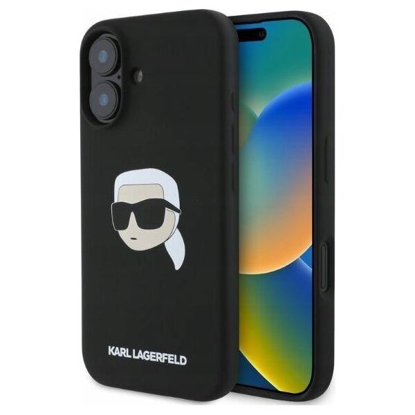 Karl Lagerfeld KARL LAGERFELD futerał do IPHONE 16 kompatybilny z MagSafe KLHMP16SSKHPPLK (Sil KL Head Print) czarny