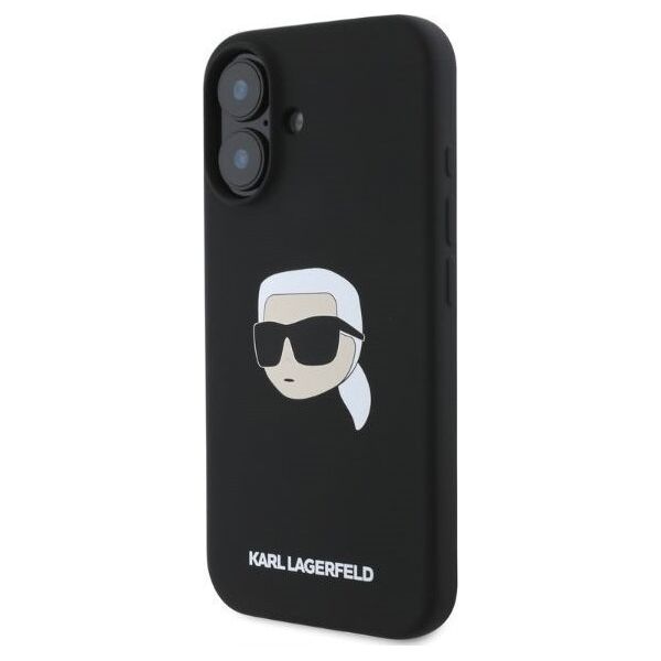 Karl Lagerfeld KARL LAGERFELD futerał do IPHONE 16 kompatybilny z MagSafe KLHMP16SSKHPPLK (Sil KL Head Print) czarny