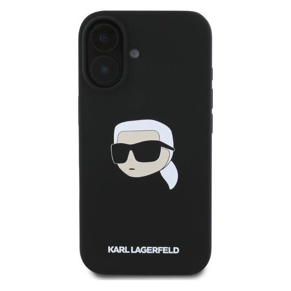 Karl Lagerfeld KARL LAGERFELD futerał do IPHONE 16 kompatybilny z MagSafe KLHMP16SSKHPPLK (Sil KL Head Print) czarny