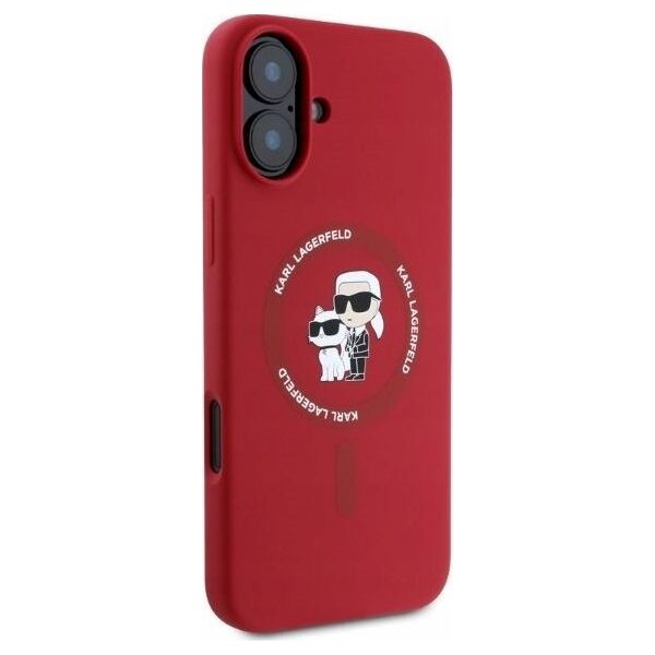 Karl Lagerfeld KARL LAGERFELD futerał do IPHONE 16 kompatybilny z MagSafe KLHMP16SSCMKCRHR (Silicone KC Body Ring) czerwony