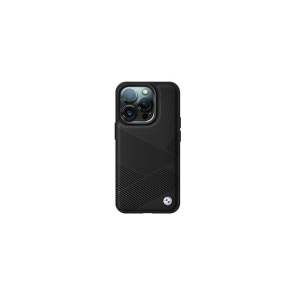 BMW BMW BMHCP16L23RCGPK iPhone 16 Pro 6.3" czarny/black hardcase Sign Leather Crossing Lines Pattern