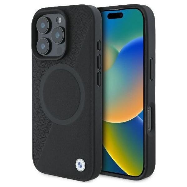 BMW BMW BMHMP16L23RTPK iPhone 16 Pro 6.3" czarny/black hardcase Sign Leather Half Textured And Circle MagSafe