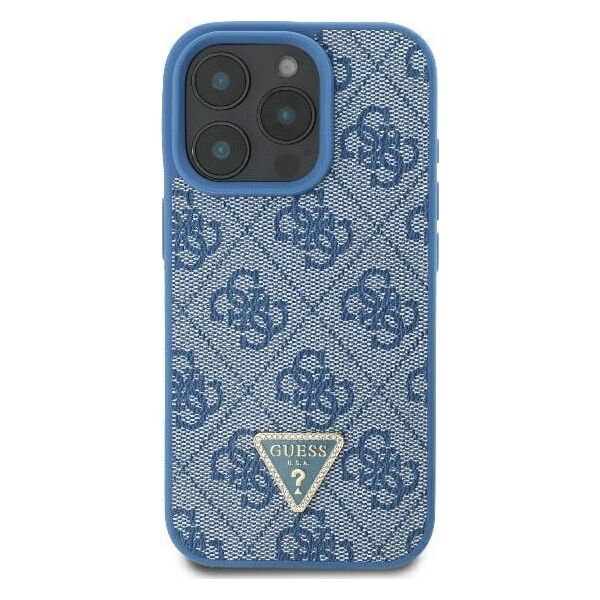 Guess Guess GUHCP16LP4TDSCPB iPhone 16 Pro 6.3" niebieski/blue hardcase Leather Metal Logo Strass Crossbody