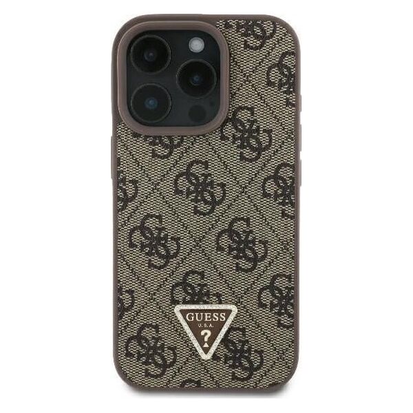 Guess Guess GUHCP16LP4TDSCPW iPhone 16 Pro 6.3" brązowy/brown hardcase Leather Metal Logo Strass Crossbody