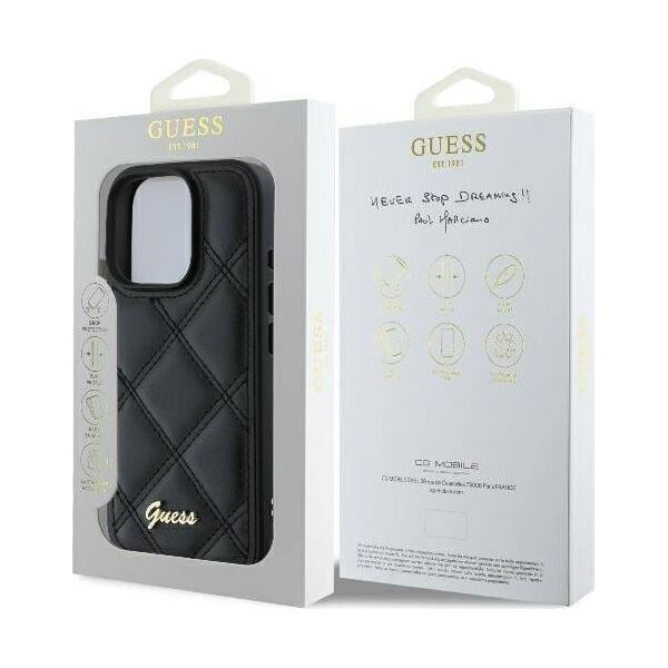 Guess Guess GUHCP16XPSQSQSK iPhone 16 Pro Max 6.9" czarny/black hardcase Quilted Metal Logo