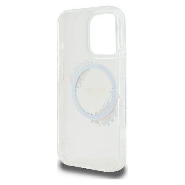 Guess Guess GUHMP16SHFWFCT iPhone 16 6.1" przeźroczysty/transparent hardcase IML Flowers Wreath MagSafe