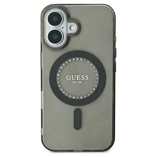 Guess Guess GUHMP16SPFTDTEK iPhone 16 6.1" czarny/black hardcase IML Rhinestones MagSafe
