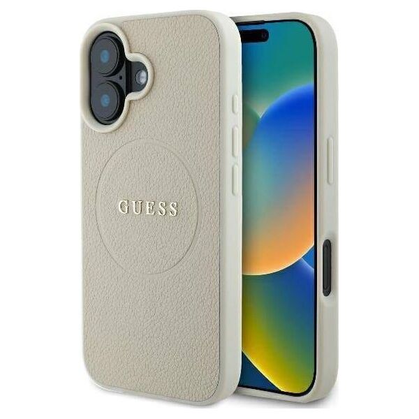 Guess Guess GUHMP16SPGHSMME iPhone 16 6.1" beżowy/beige hardcase Grained Ring MagSafe